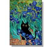 Famous Paintings Mona Lisa Starry Night With Funny Black Cat Poster Canvas Painting Sunflower Reproduction Wall Art Home Decor