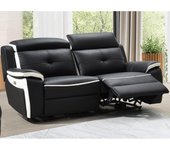 Vente-unique - Sofá relax eléctrico de 3 plazas de piel ANGELIQUE - Negro/blanco