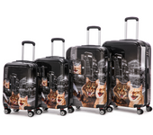 Max Star Juego Maletas de Viaje 4 Piezas MS-1192 Estampado Rigida Giratorias Maleta Cabina Pequeña 48cm - Maleta Cabina 55cm - Maleta Mediana 66cm - Maleta Grande 75cm (Autobus)
