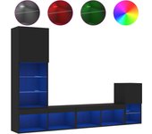 vidaXL Muebles TV pared con LED 4 piezas madera ingeniería, Mueble de Salon, Mueble TV, Mueble TV salon, Mesa de TV, Mueble tele