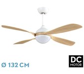 FABRILAMP Ventilador DC Livorno 30W 3250lm Blanco/haya 132D 4aspas 3000K-4500K-6000K