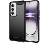 Funda para móvil Oppo Reno 12 Carcasa Protectora Antigolpes Silicona Negra Diseño Fibra de Carbono Resistente Absorción de Choque [Compatible Carga Inalámbrica]