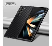 Carbon Fiber PU Leather Phone Case for Samsung Galaxy Z Fold 6 5 4 3 Fold6 Fold5 Fold4 Fold3 5G Hard Plastic Shockproof  Cover
