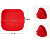 Revestimientos de silicona para freidora de aire, cesta antiadherente, reutilizable, reemplaza el papel del revestimiento de la freidora de aire con guantes a prueba de calor