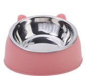 1pc Cat Bowl Lovely Creative Inclined Kitten Puppy Food Feeding Bowls Stainless Steel Cats Drinking Feeder Pet Dogs Cats Feeders