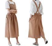 Brief Nordic Wind Pleated Skirt Cotton Linen Apron Women Girls Vintage Apron Gardening Works Cross Back Pinafore Dress