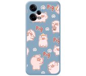Funda Silicona Líquida Azul para Xiaomi Redmi Note 12 Pro+ Plus 5G diseño Cerdos Dibujos
