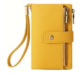 Billetera Corta Clásica De Color Sólido Vintage, Monedero Minimalista De Mano, Bolso De Tarjetas De Moda Con Muñequera