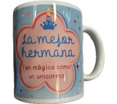 Solo Recuerdos SL Taza Mug con nombre personalizado Hecho en España diseño unicornio en caja cartón, apto para microondas y lavavajillas, personalizable en castellano, catalán-castellano, euskera-castellano y gallego-castellano.