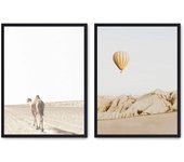 Set de 2 cuadros calidad premium con marco de madera - 30x40 cm o 50x70 cm - POSTER LAB