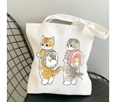 Woman Summer Shopper Cat Shopping Bag Folding Canvas Tote Travel Bags Designer Handbags Beach Cloth Shoulder Ladies Fabric