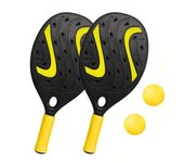 MIRAMAX-Set de 2 raquetas de playa con 2 pelotas – juego de frescobol y beach tennis para niños y adultos – ideal para playa, jardín o camping