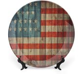 Plato decorativo de 10 pulgadas, redondo de porcelana de EE. UU., con los colores del Día de la Independencia de Estados Unidos, adorno con estampado de Navidad y Año Nuevo, accesorio decorativo para cenas, fiestas, bodas y mucho más.