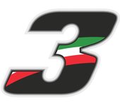 Pegatina Race Number for Motorcycle "3" Tricolor 100x130mm