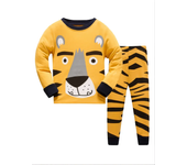 2pcs Boys Casual Crew Neck Animal Print Pajama Sets