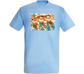 MERCHANDMANIA CAMISETA AZUL CIELO playa amigos fiesta tumbona arena agua moda verano tshirt