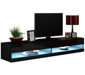 Mesa de tv Charlotte A119 , Muebles ES, LED, Negro, 180 x 30 x 40cm