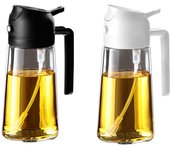 Pulverizador Aceite Spray 470ml - 2 en 1 Spray Aceite Cocina, Dispensadora para Freidora de Aire, Ensaladas, Vinagre y Accesorios Cocina - Negro y Marino