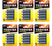 Toshiba - Pack de Pilas Alcalinas AA High Power LR6 1.5V, Alto Rendimiento y Vida Útil Más Larga, Energía Japonesa, Completamente Cargadas y Listas para usar, Ideal para Juguetes, Productos Electrónicos y más