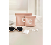 Pearl letter sticker PU bullet storage bag, earphone lipstick, change, makeup bag, fashionable and exquisite mini bag