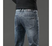 2024 Fashion Men's Stretch Jeans Business men Straight Leg Classic Jeans Casual Denim Long Pants Slim Fit Simple Man Trousers