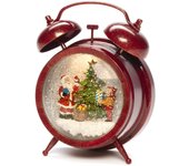 Decoración Reloj despertador Navidad, figura de Papa Noel,  luces LED, copos de nieve de la Navidad,  escena de Santa y del niño, rojo, lleno de agua/interior, funciona con pilas: 3Xaa 1.5V, linterna de Navidad, 1 LED, decoración hogar, decoración navidad