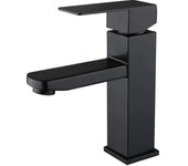 Grifo de baño negro Mezclador de fregadero cuadrado Grifo de agua fría y caliente Mezclador de baño Acero inoxidable （Sin tubo de entrada）