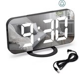 Reloj despertador digital, despertador de Mesita de Noche, despertador sin Tictac, despertador with Pantalla LED regulable, despertador USB para decoración de dormitorio, color Negro