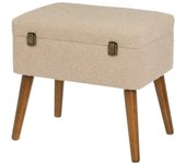 Dcasa Puff arcón maleta tapizado con tela de borreguito beige de 50x35x46 cm