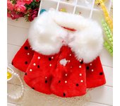 New Winter Coat for Baby Girls Pearl Polka Dot Children's Thick Cotton Clothing 0-3 Years Old, with A Collar for Warmth Winter