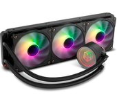 NOX XTREME PRODUCTS HUMMER M-360 - Refrigeración líquida ARGB, Intel y AMD, 3 ventiladores 120mm control PMW, bomba con base de cobre efecto espejo infinito, radiador triple aluminio, color negro