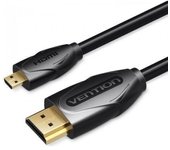 Cable HDMI Vention VAA-D03-B100/ HDMI Macho - Micro HDMI Macho/ 1m/ Negro