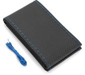 Rare Color Black With Blue Thread Car Steering Wheel Cover Faux Leather Hand Sewing DIY Soft Grip Universal 38cm Steering Wheel