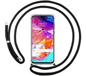 Tumundosmartphone Funda Colgante Transparente para Samsung Galaxy A70 con Cordon Negro