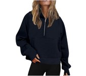 Womens Sweatshirts Half Zip Cropped Pullover Fleece Quarter Zipper Hoodies Fall Outfits Clothes Long Sleeve Teen Girl Clothes