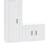 Mueble TV combinadoSet de muebles de TV 2 piezas madera contrachapada blanco