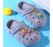 Breathable Clogs，With Cartoon Excavator Charms For Boys,  Lightweight Anti Slip Clogs For Indoor Outdoor Shower Beach Pool