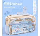 Japanese Cartoon High Appearance Level Cinnamoroll Melody Pen Bag Transparent Three-layer Stationery Bag Kuromi Pencil Case