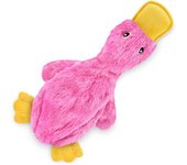 Juguete para perros arrugado para mascotas, lindo pato sin relleno con chirriador suave, divertido para interiores, peluche que no ensucia, mastica y juega, grande, rosa