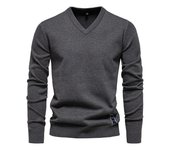 2024 otoño e invierno nuevo suéter de algodón de color sólido con cuello en V suéter de moda para hombres suéter de punto para hombres