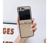Litchi Patterned Leather Phone Case for Samsung Galaxy Z Flip 6 5 4 3 Flip6 Flip5 Flip4 Flip3 5G Ring Holder Shockproof Cover