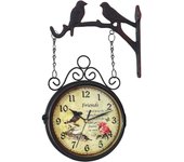 Reloj de pared de doble cara, reloj de hierro silencioso giratorio de 360 ​​grados para cocina, oficina, estación de jardín