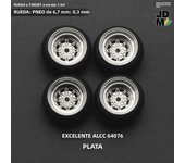 BNDS 1/64 Metal Wheels With Rubber Tires Alloy Design Rims Detail-up Parts JDM VIP Style for Model Vehicle 8.3mm 4pcs Set