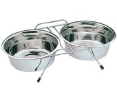 Suinga Comedero y Bebedero Perro Gato Doble con Soporte ø16,5 Cm | 2 en 1
