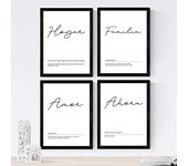 Nacnic Set de 4 Láminas de Palabras Mi Hogar en Poster Papel 250 Gr - Marcos de Fotos y Arte de Pared