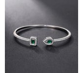 Huitan Luxury Green/White/Blue Cubic Zirconia Cuff Bracelet Bangle for Women Good Quality Female Hand Jewelry 2022 Drop Shipping