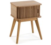 Mesita de un cajón en madera con forma persiana - Medidas: 40x30x54 cm - Marca VERSA