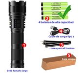 Long Range Tactical Torch With Luminous Strip High Power LED Flashlight USB Rechargeable Powerful Lantern Strong Light Lamp