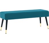 HOMCOM Tapizado en terciopelo Mesa auxiliar Banco Banco de entrada con patas metálicas, para dormitorio Comedor Salón Pasillo, 109,5 x 39,5 x 45,5 cm, Verde
