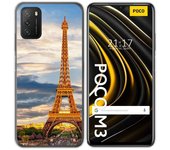Tumundosmartphone Funda Gel Tpu para Xiaomi POCO M3 / Redmi 9T diseño Paris Dibujos